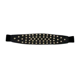 Faux Leather & Elastic Studded Belt